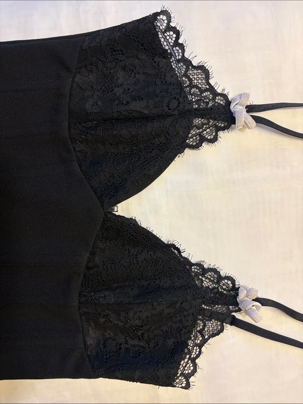 Black Lace-Trim Crop Bodysuit Set - Women's Crop Tops - Picture 6 of 8